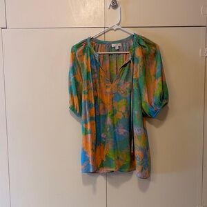 Current Air Multicolor Blouse with Green and Orange